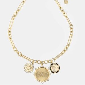 Victoria Emerson Sun & Sea pendant necklace. Paperclip gold tone necklace. NWT